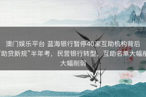 澳门娱乐平台 蓝海银行暂停40家互助机构背后：“助贷新规”半年考，民营银行转型，互助名单大幅削弱