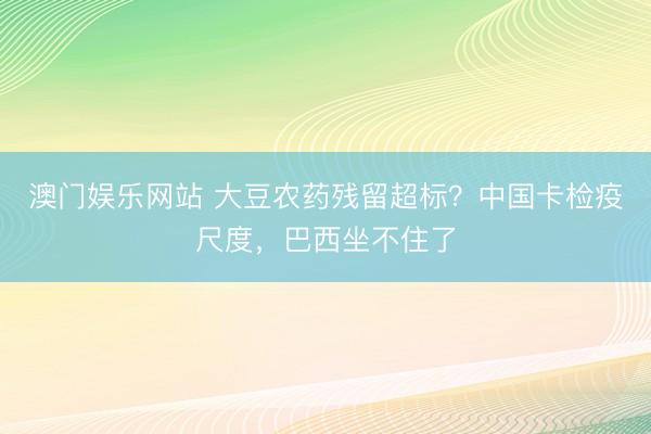 澳门娱乐网站 大豆农药残留超标？中国卡检疫尺度，巴西坐不住了