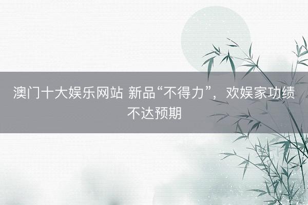 澳门十大娱乐网站 新品“不得力”，欢娱家功绩不达预期