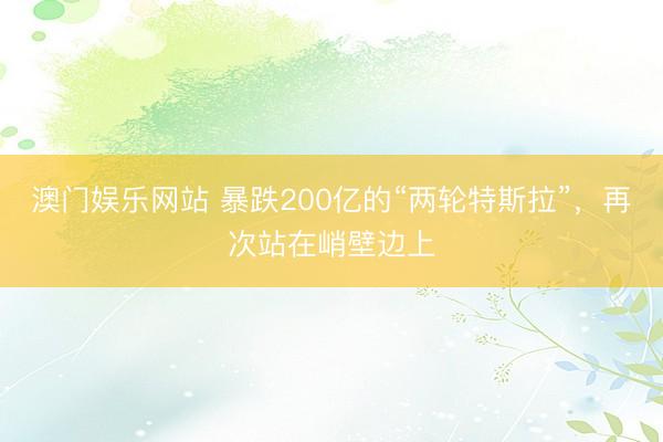澳门娱乐网站 暴跌200亿的“两轮特斯拉”，再次站在峭壁边上